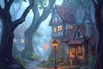 draw amazing environment concept art and fantasy landscape