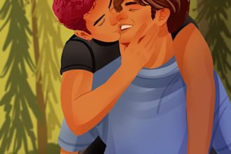 do gay and ya romance book cover illustration, lgbtq