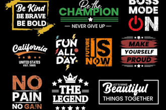 create custom trendy t shirt design typography, graphic t shirt designs