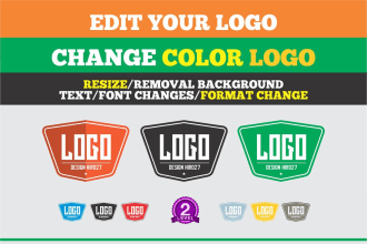 edit logo, change  color text format resize