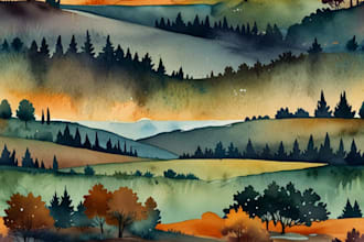 draw a watercolor landscape illustration