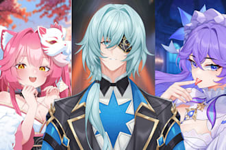 draw anime character, pfp, fanart or vtuber character design