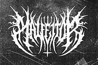 custom death metal, metalcore, deathcore logo with texture and chrome effect