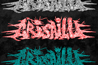 create awesome metal, y2k, psychedelic font logo