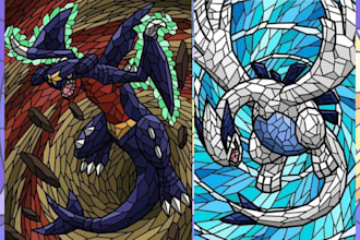 draw fantasy stained glass art classic line art mosaic art nouveau dark art