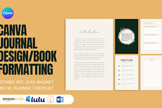 design canva ebook, lead magnet PDF, KDP journal planner, checklist template