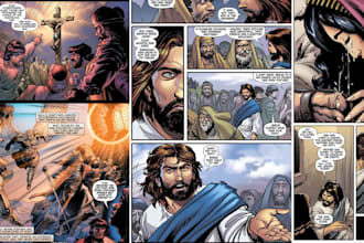 do bible comic book illustration, bible page,bible novel,bible comic history