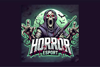 make horror cartoon, and character mascot logo with express delivery