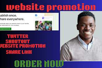 promote website link link share, twitter shoutout for tiktok, ig etsy,fb users