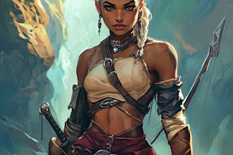 draw a d and d character art and fantasy illustration