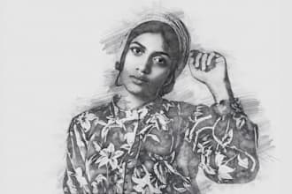 draw digital pencil sketch portrait from your photo