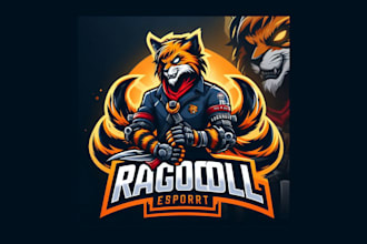 design ragdoll cartoon, character mascot logo with express delivery
