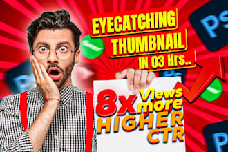 design attractive and viral clickbait custom  thumbnails design in just 8 hours