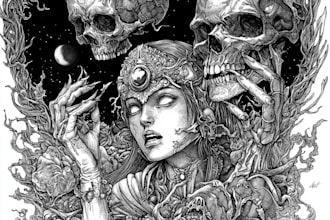 make a pen and ink illustration in black and white