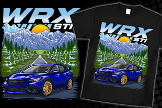 draw car illustration automotive for tshirt design