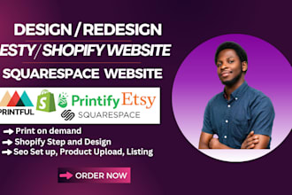 redesign shopify squarespace booking printful printify gelato modern wix
