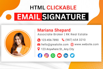make clickable HTML email signature for gmail, outlook and apple