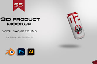 create 3d tech gadget ecommerce product , merchandise mockups