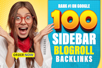 provide high da 50 sidebar blogroll backlinks for SEO