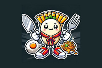 do kawaii food cartoon, and character mascot logo within two days