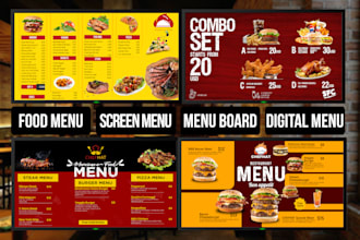 do modern digital restaurant food menu board static TV screen cafe menu design