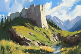 paint digital oil painting of any landscape