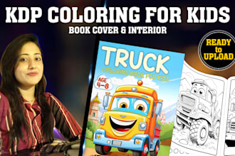 create customized kids coloring book interior and cover book for amazon kdp