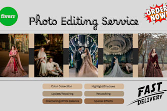 do wedding photo edit, portrait retouch and color correction