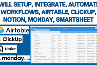 setup integrate automate workflows airtable clickup notion monday smartsheet