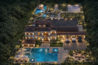design 3d master plan site plan garden backyard landscaping