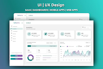 design dashboard UI, saas, website and mobile app UI UX in figma