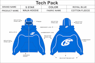 create fashion tech pack and clothing tech pack designs