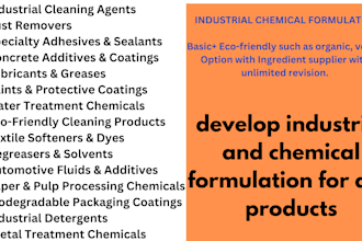 develop industrial and chemical formulation for any products