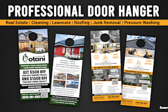 design real estate, cleaning, roofing, lawncare door hanger and flyer design