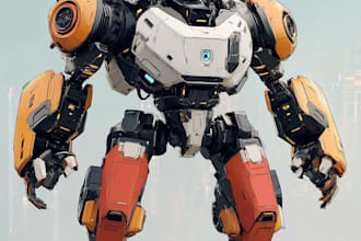 do awesome custom mecha, cyborg and robot character