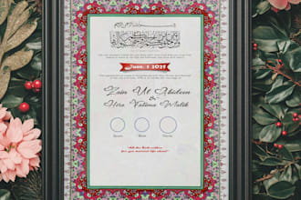 design marriage certificate, nikah nama certificate
