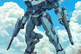 create anime style mecha robot illustrations