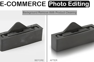 do ecommerce product photo editing, photo retouching, background removal