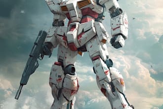 make illustration and concept mecha, gundam, and robot