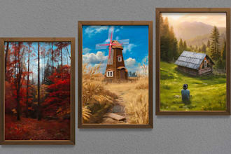 draw digital landscape oil painting from your photo