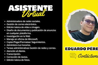 asistente virtual administrador de redes sociales  diseño y publicidad y mas