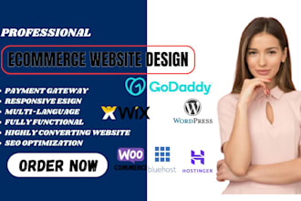 design wordpress ecommerce hostinger, squarespace, wix, shopify, godaddy website
