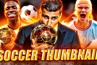 design youtube thumbnail for football or soccer channel