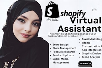 pro shopify amazon virtual assistant, store marketing promotion, sales audit cro