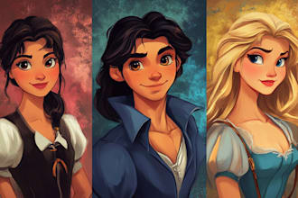 draw you a beautiful portrait in disney cartoon style