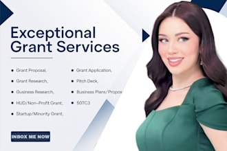 write grant winning application, grant proposal, research, pitch deck, business