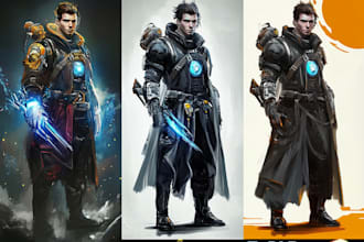illustrate sci fi and 2d character concept art