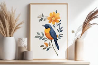 design custom hand drawn botanical boho modern logo for you