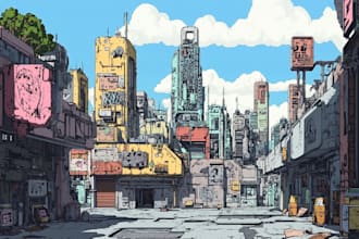make a futuristic and detail cyberpunk city illustration