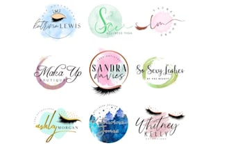 do eyelash hand drawn watercolor signature logo